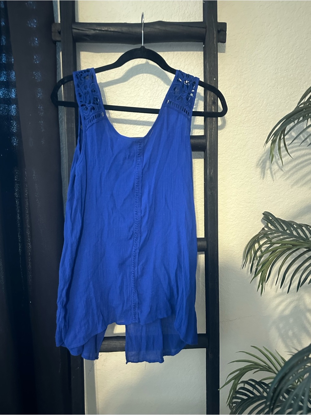 Spense Royal Blue Crochet-Trim Sleeveless Tank
